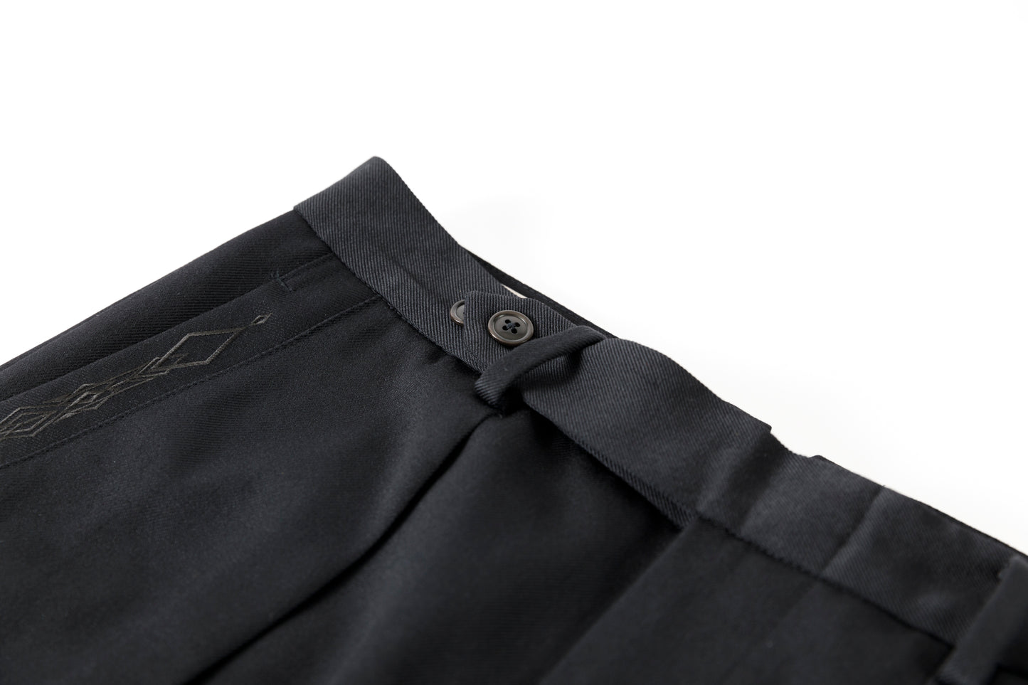 SARTO / 252-11001 TUCKER EMBROIDERY SLACKS(HIGH TWIST WOOL GABADINE) - BLACK