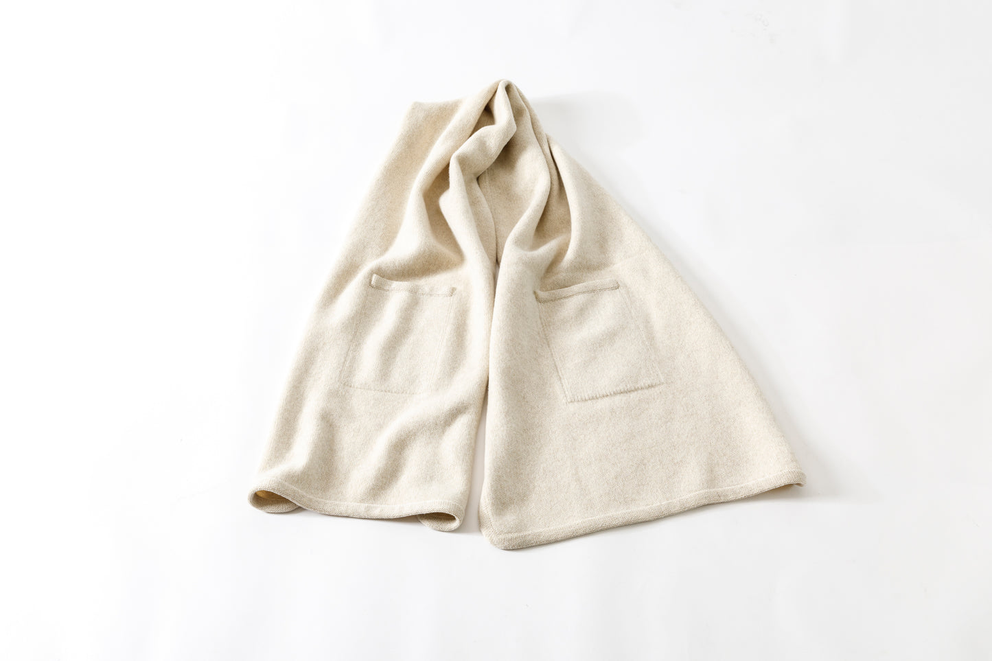 Nikki ESSENTIAL PIECE / Felting Wool Over Stole - White×Beige