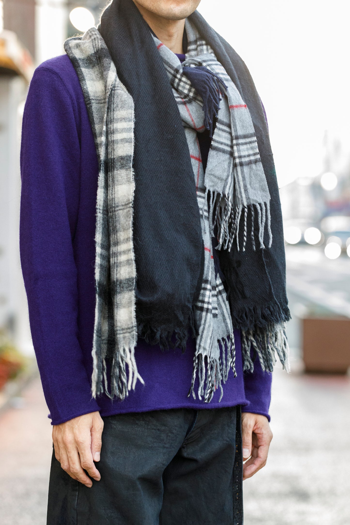 ink / FREELY SCARF - BLACK