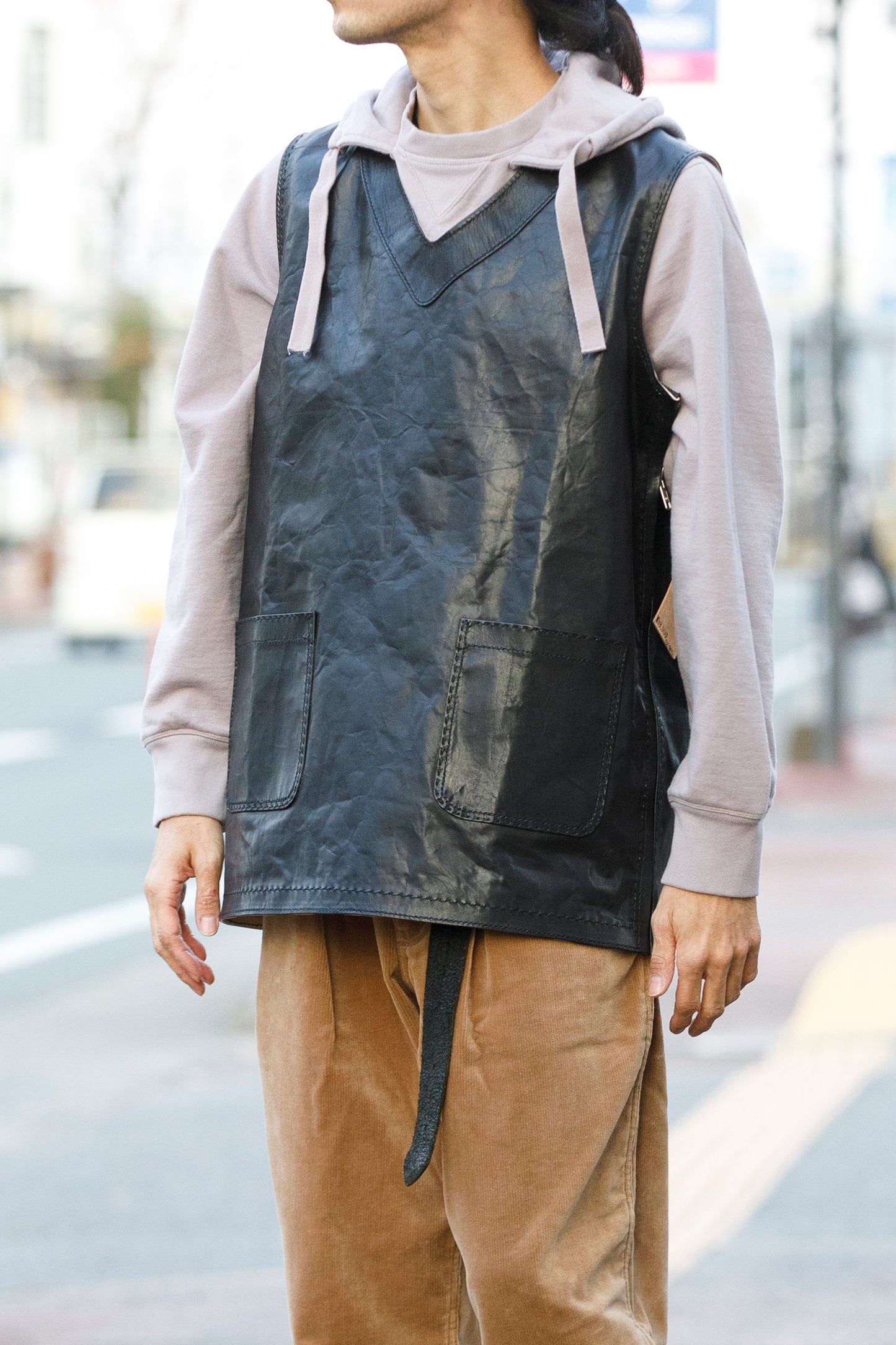 NOMARKS / LEATHER VEST 01 - Black