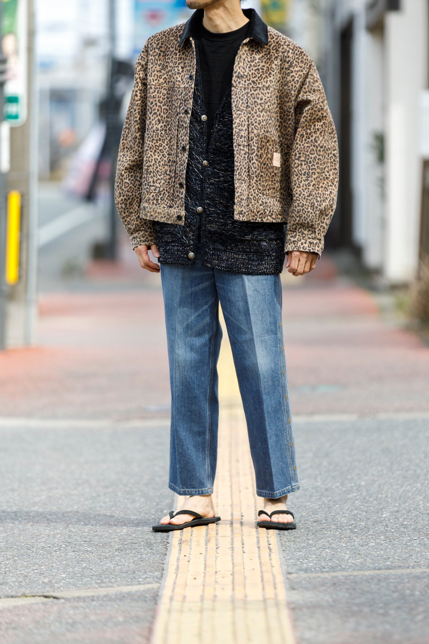 SARTO / 261-22003 MACHINE × HAND KNIT CARDIGAN - Black