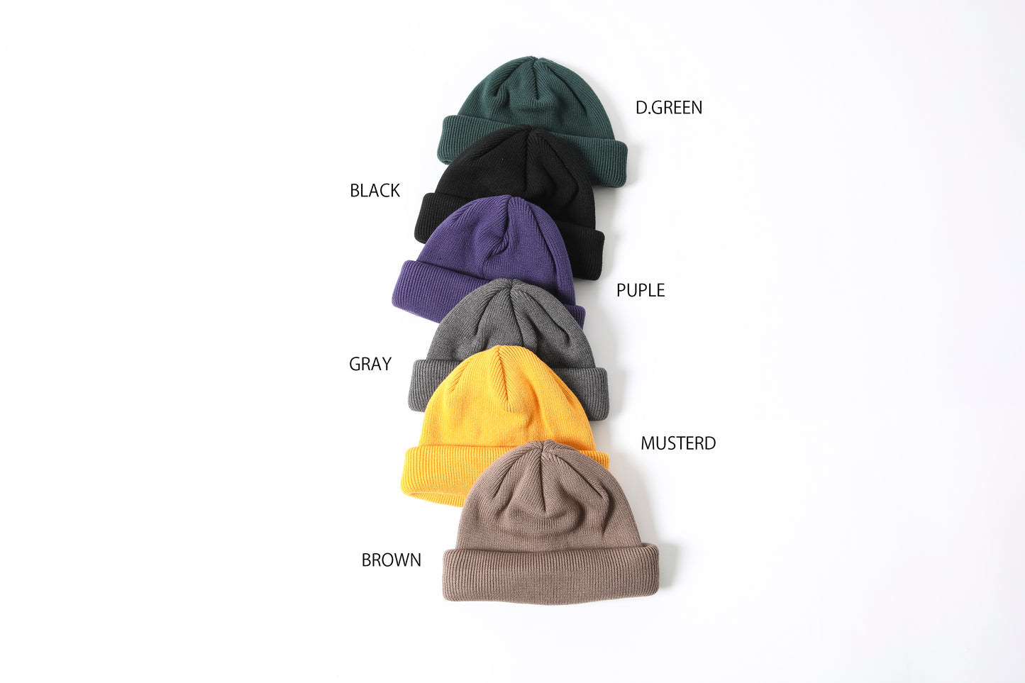 THE FACTORY MADE KNIT ROLL CAP - BLACK/PUPLE/GRAY/D.GREEN/BROWN/MUSTERD【FM775】