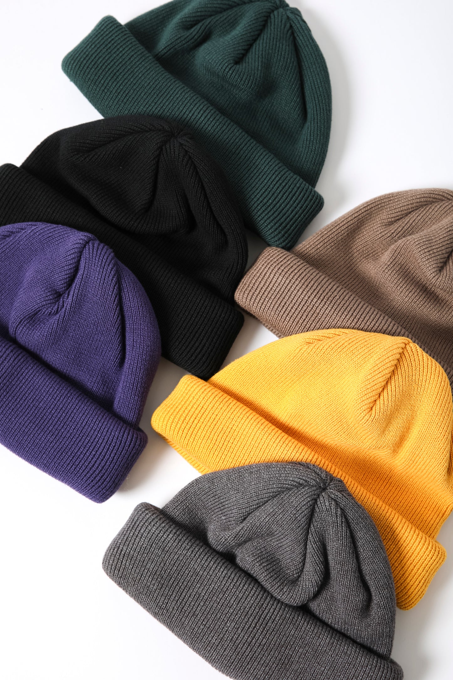 THE FACTORY MADE KNIT ROLL CAP - BLACK/PUPLE/GRAY/D.GREEN/BROWN/MUSTERD【FM775】