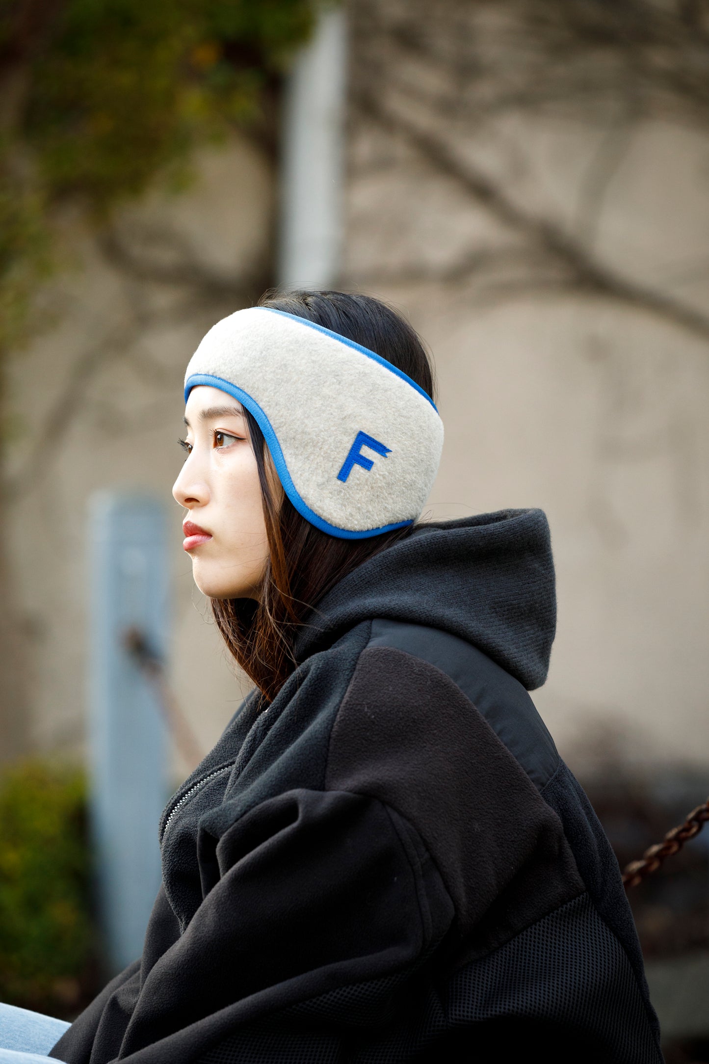 THE FACTORY MADE FLEECE HAIR BAND - BLACK / BEIGE【FM901】