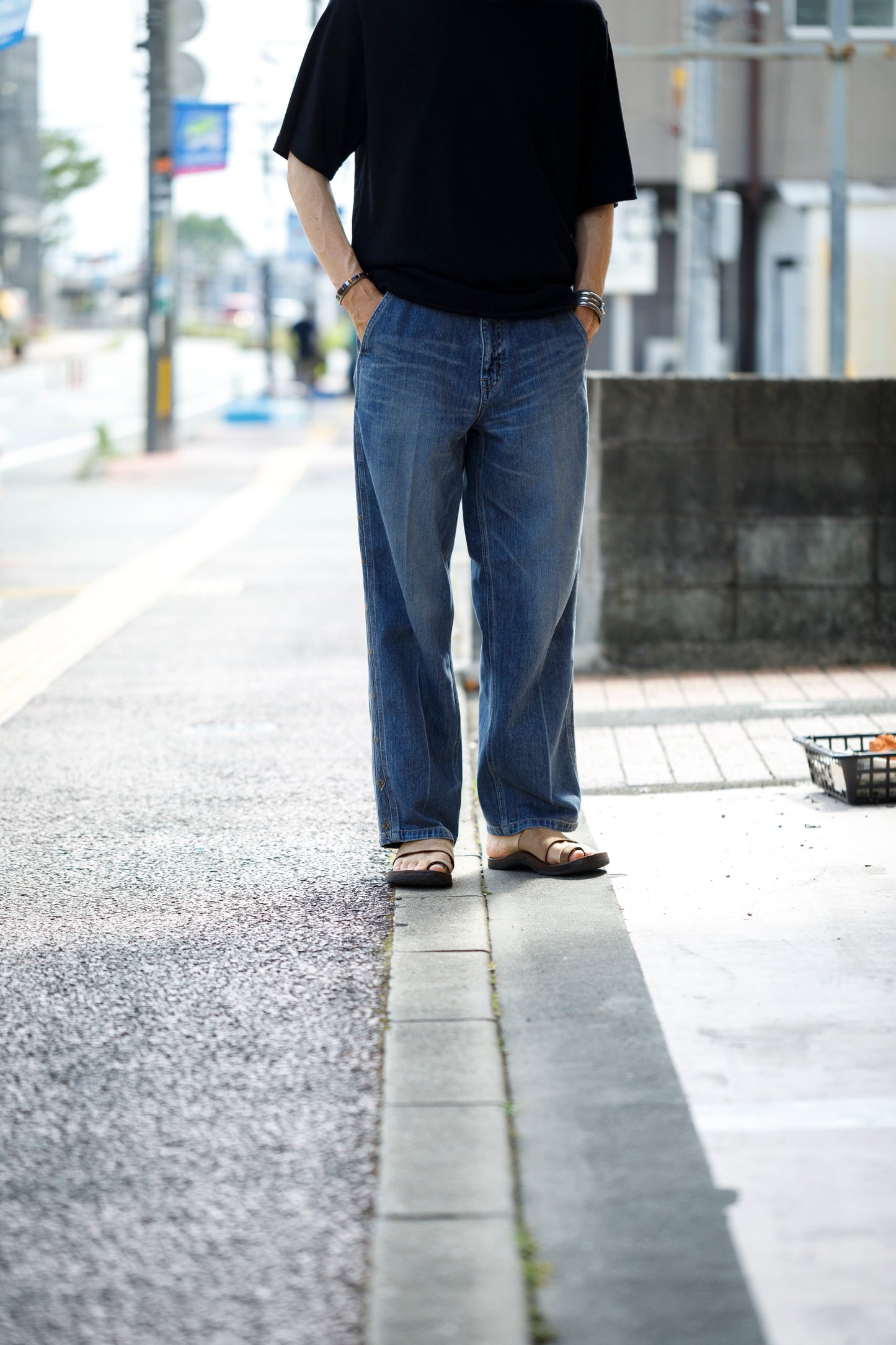 SARTO / EMBROIDERY DENIM PANTS - WASHED INDIGO
