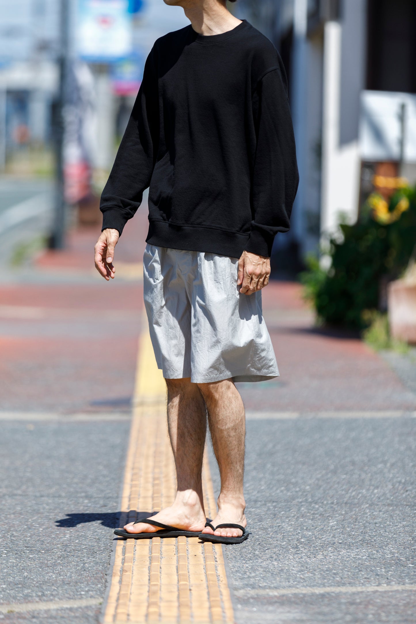 Nikki ESSENTIAL PIECE / Cotton Silk Faille Easy Shorts - Light Grey