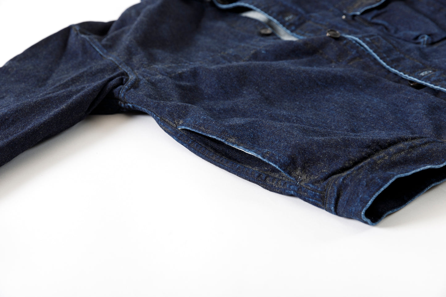 NULABEL / 522-204 URUSHI COATED DENIM TRUCKER JACKET - COAL BLACK