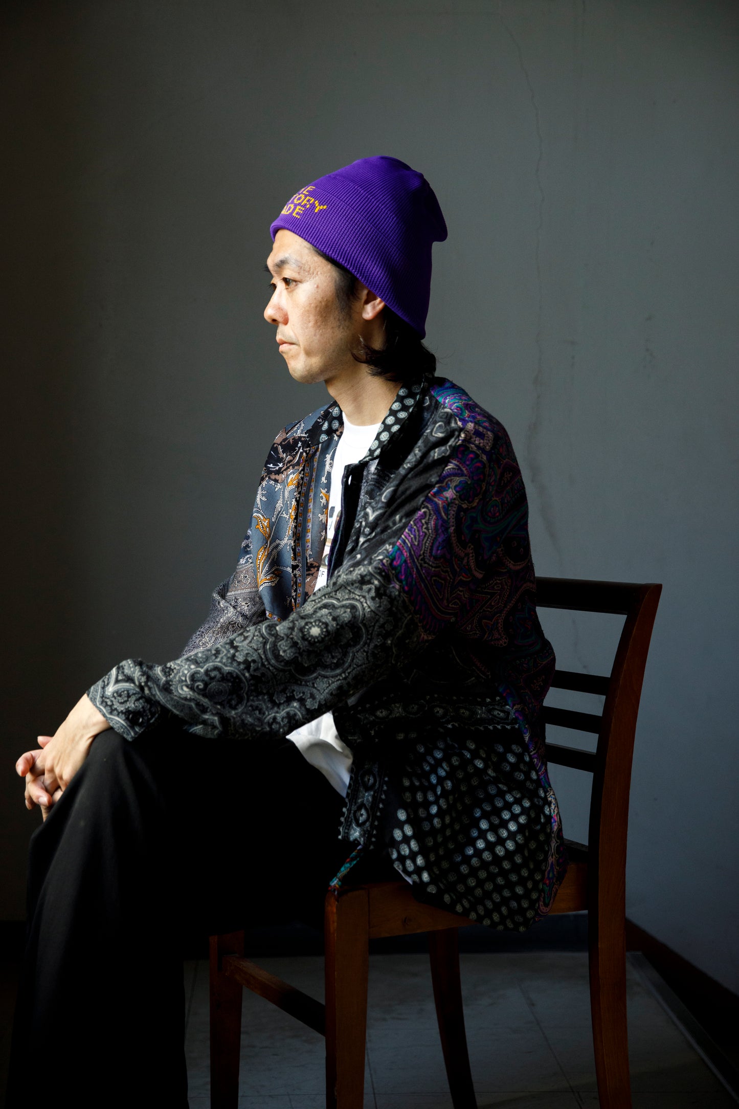 THE FACTORY MADE KNIT ROLL CAP - Black/Purple/Off White/D.Green【FM802】