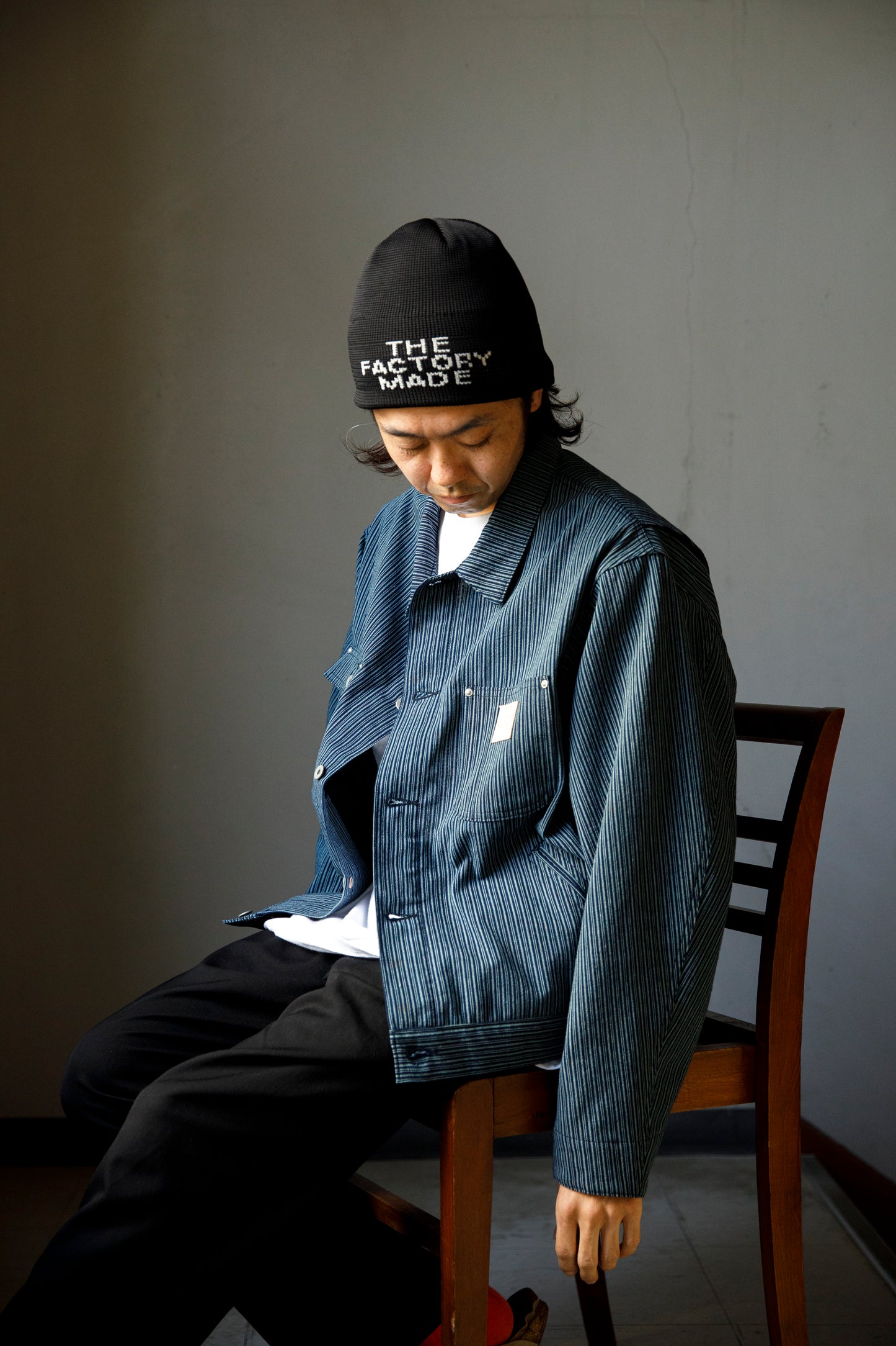 THE FACTORY MADE KNIT ROLL CAP - Black/Purple/Off White/D.Green【FM802】