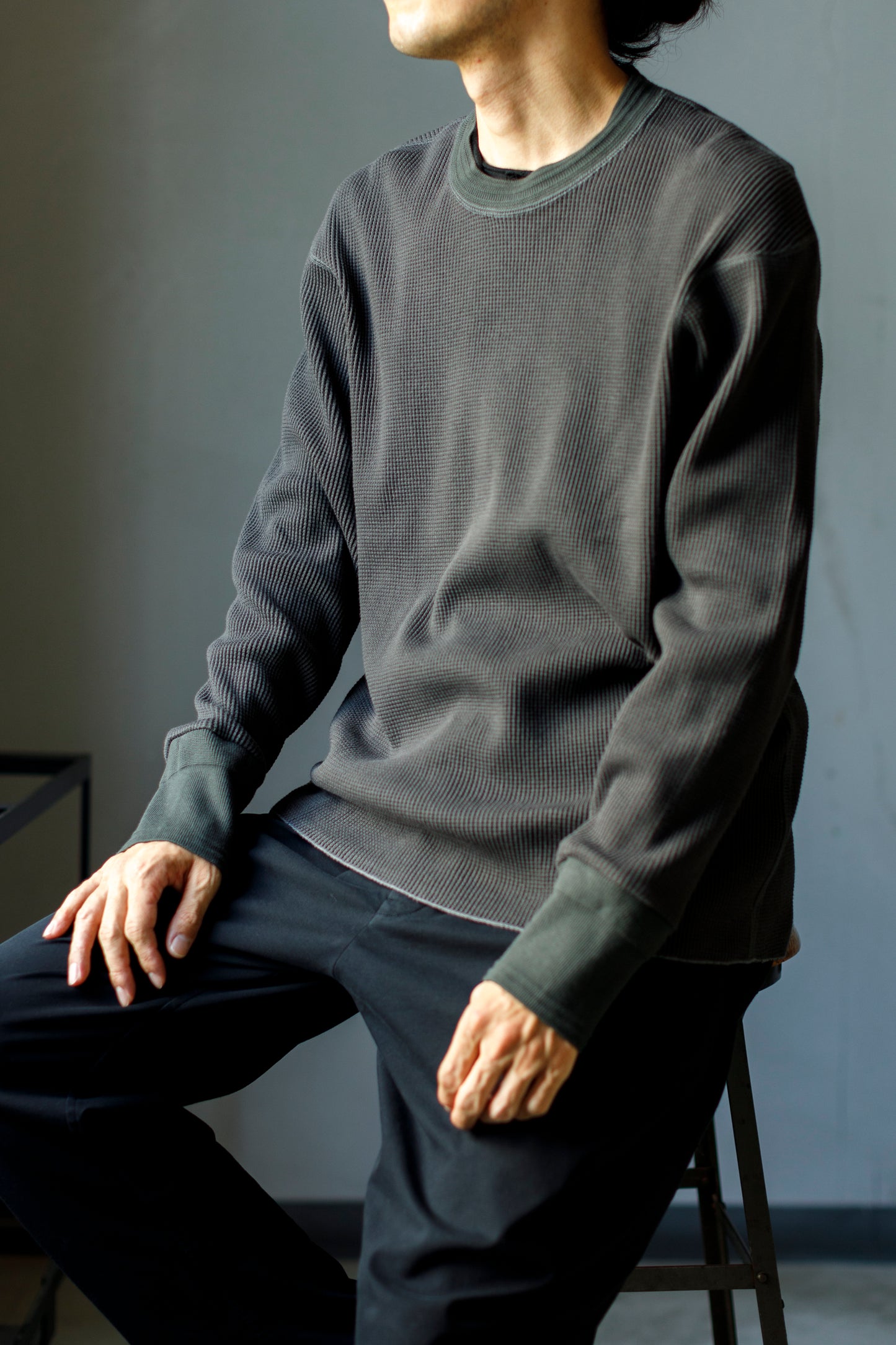 WONDER ROOM WWA-001 "WAFFLE" l/s waffle thermal tee - V gray