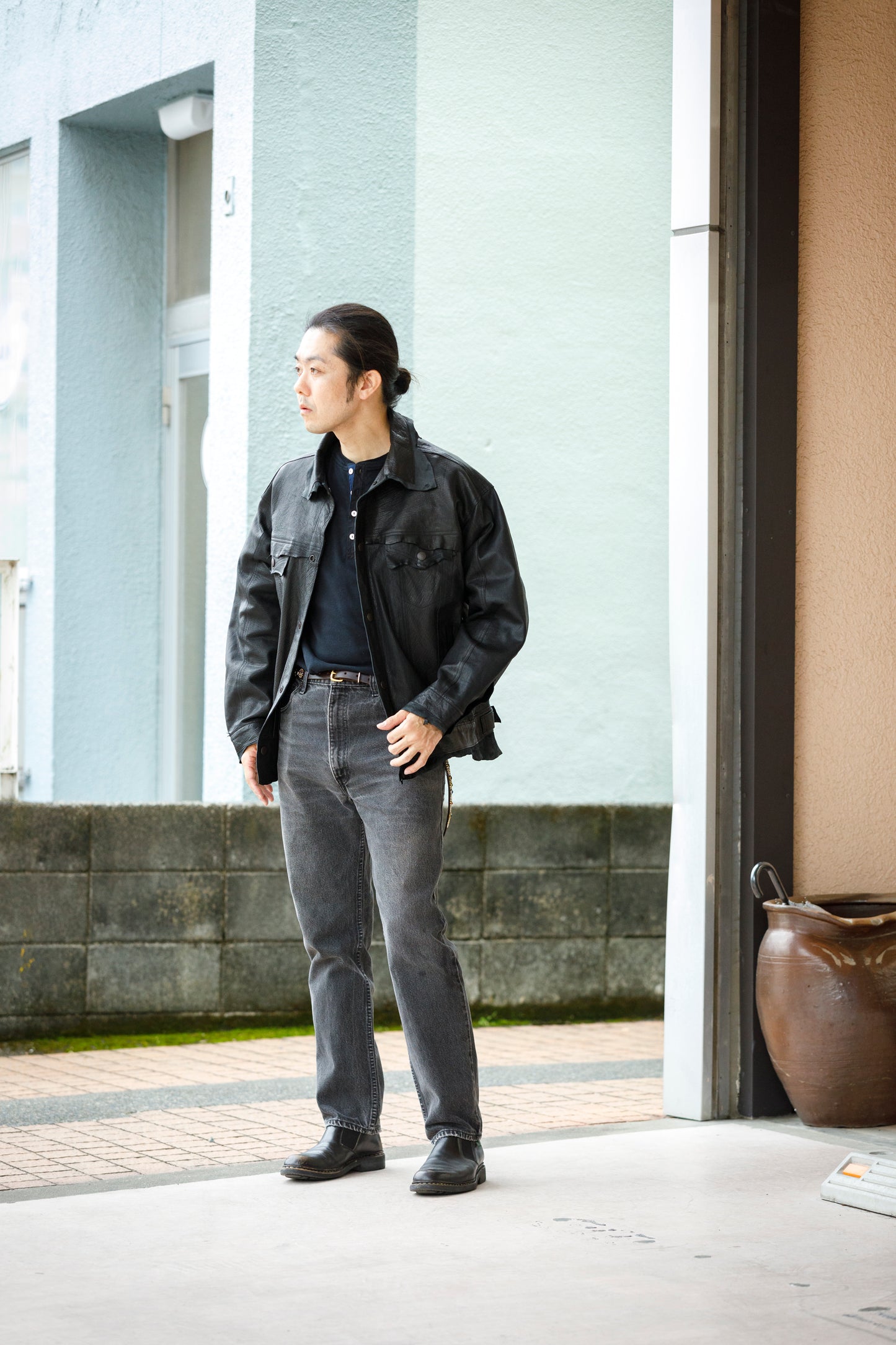 GOODKARMA DEVELOPMENT Narrow Studs Belt "ASHBURY" ブラウン サイズ4(36インチ)