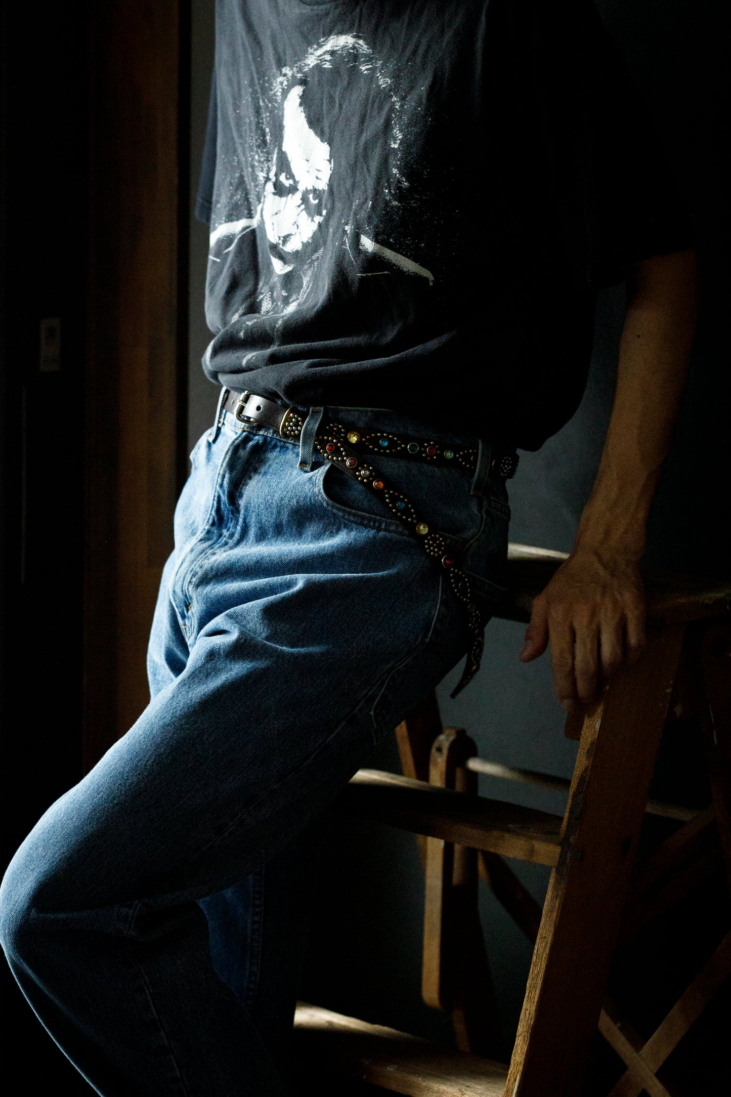 GOODKARMA DEVELOPMENT Narrow Studs Belt "ASHBURY" ブラック サイズ4(36インチ) Type B