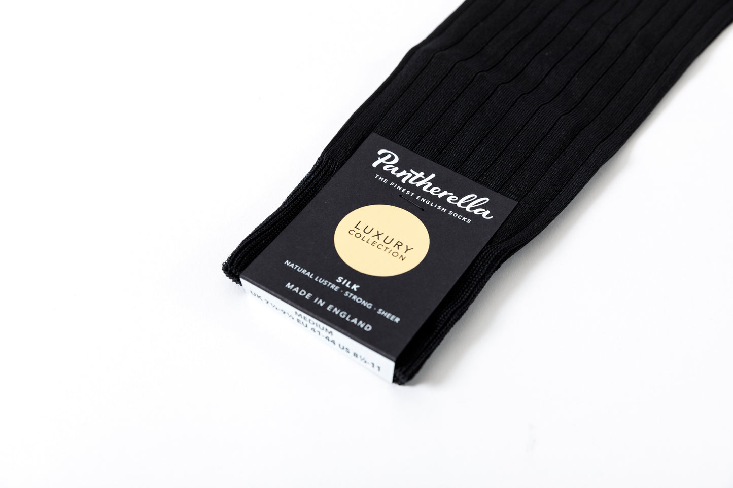 Pantherella ASBERLEY #5702 ストレッチリブシルクソックス - Black