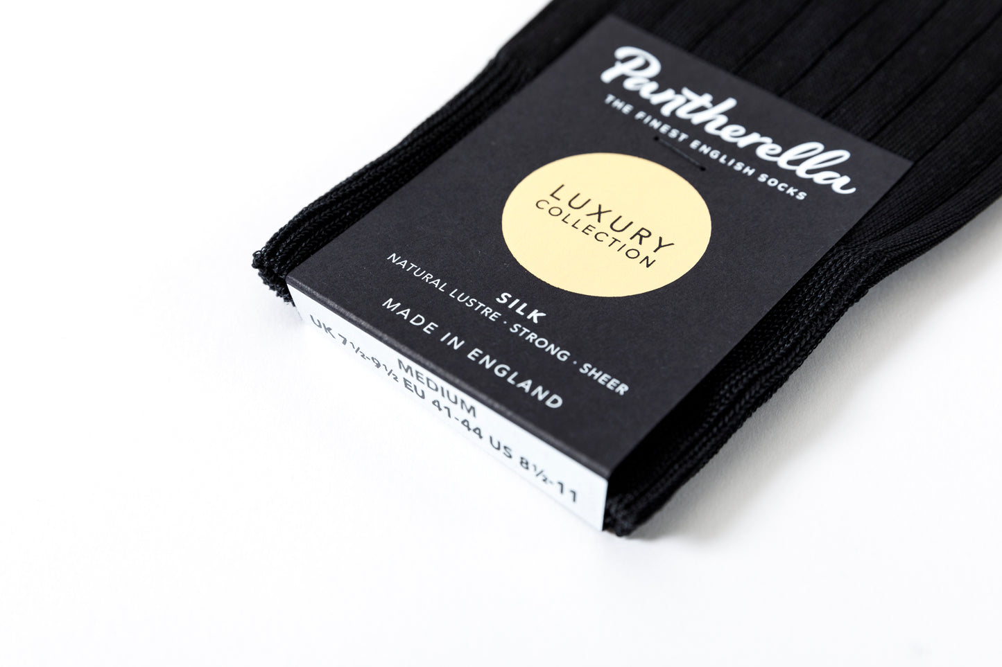 Pantherella ASBERLEY #5702 ストレッチリブシルクソックス - Black