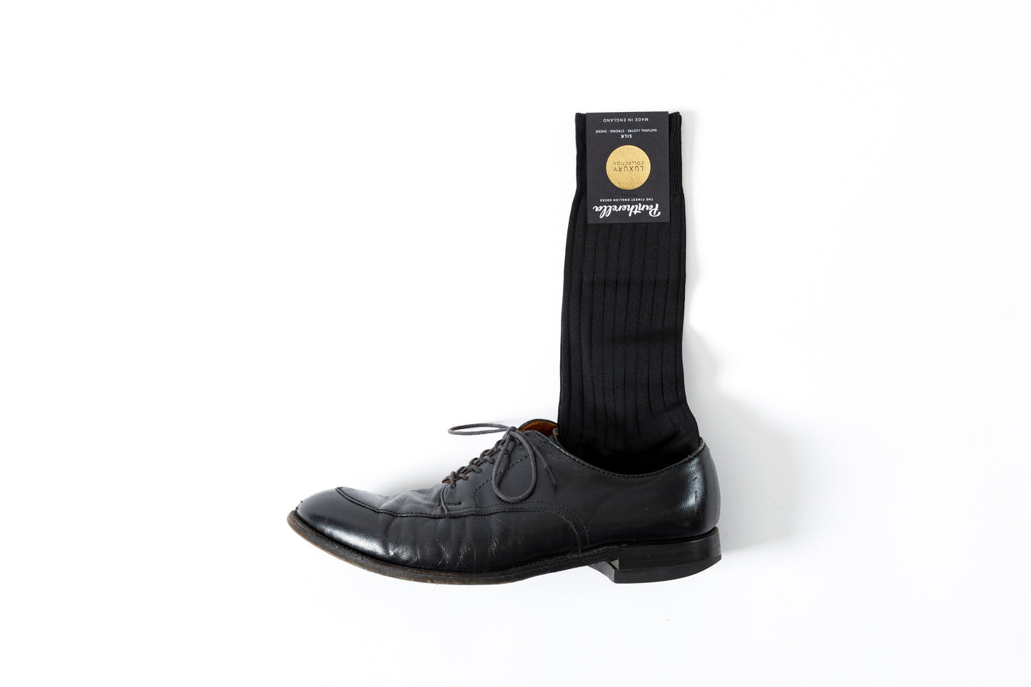 Pantherella ASBERLEY #5702 ストレッチリブシルクソックス - Black