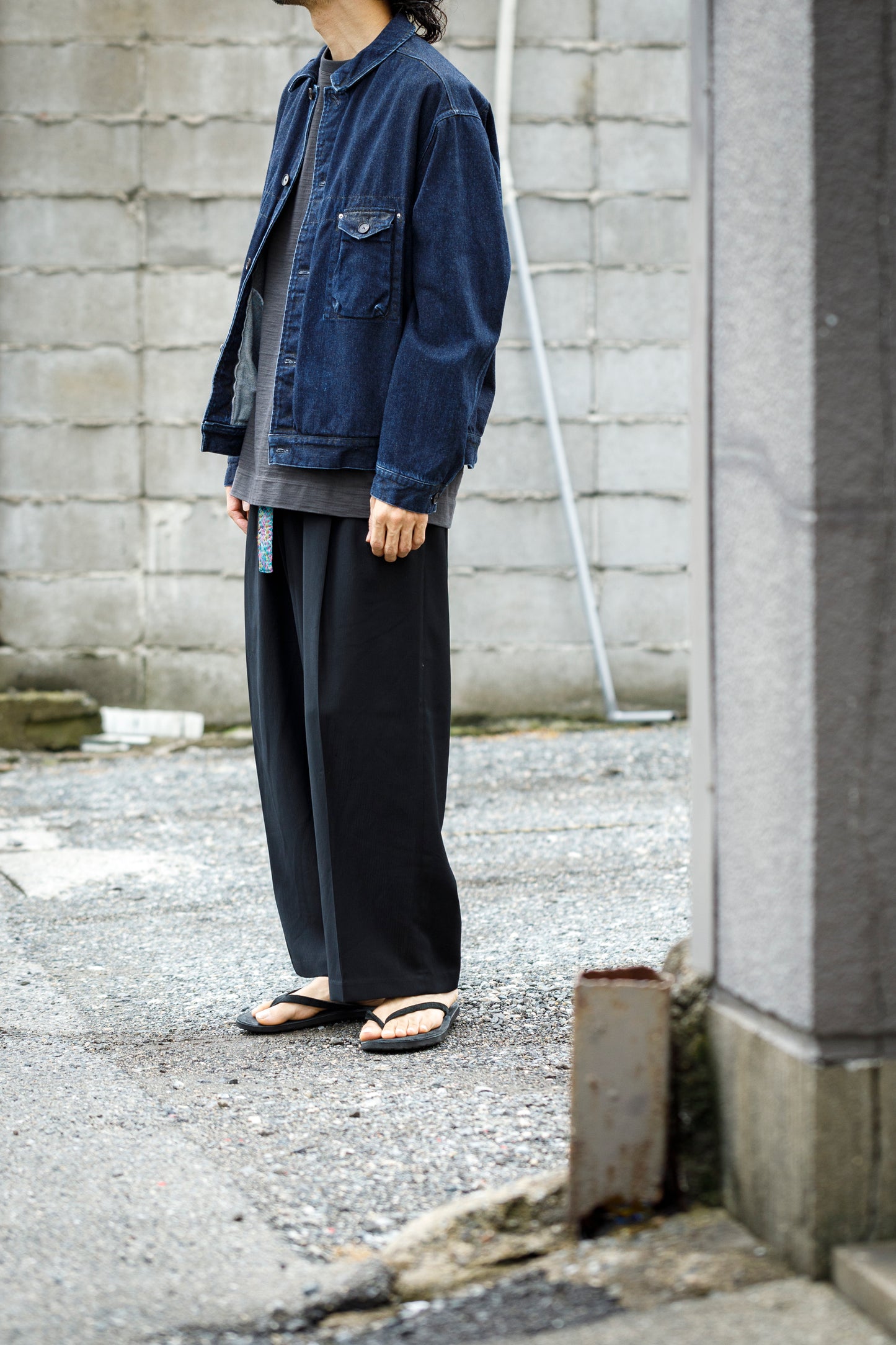 NULABEL / 522-204 URUSHI COATED DENIM TRUCKER JACKET - COAL BLACK
