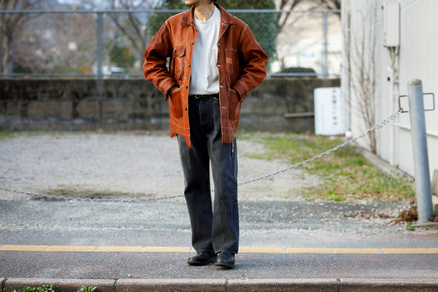 GOODKARMA DEVELOPMENT Leather Chore Coat "HELL'S KITCHEN" ブラウン サイズ2