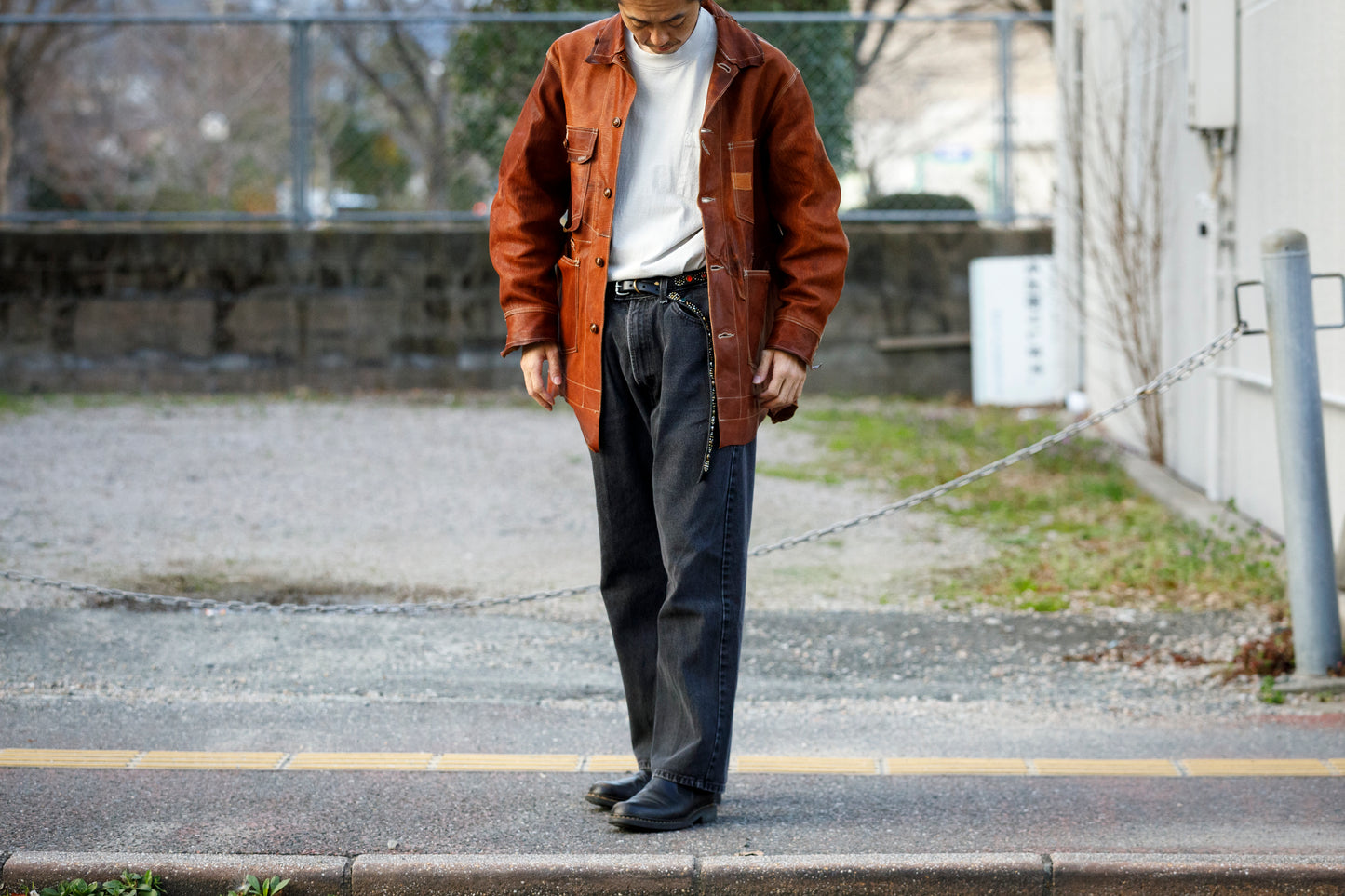 GOODKARMA DEVELOPMENT Leather Chore Coat "HELL'S KITCHEN" ブラウン サイズ2