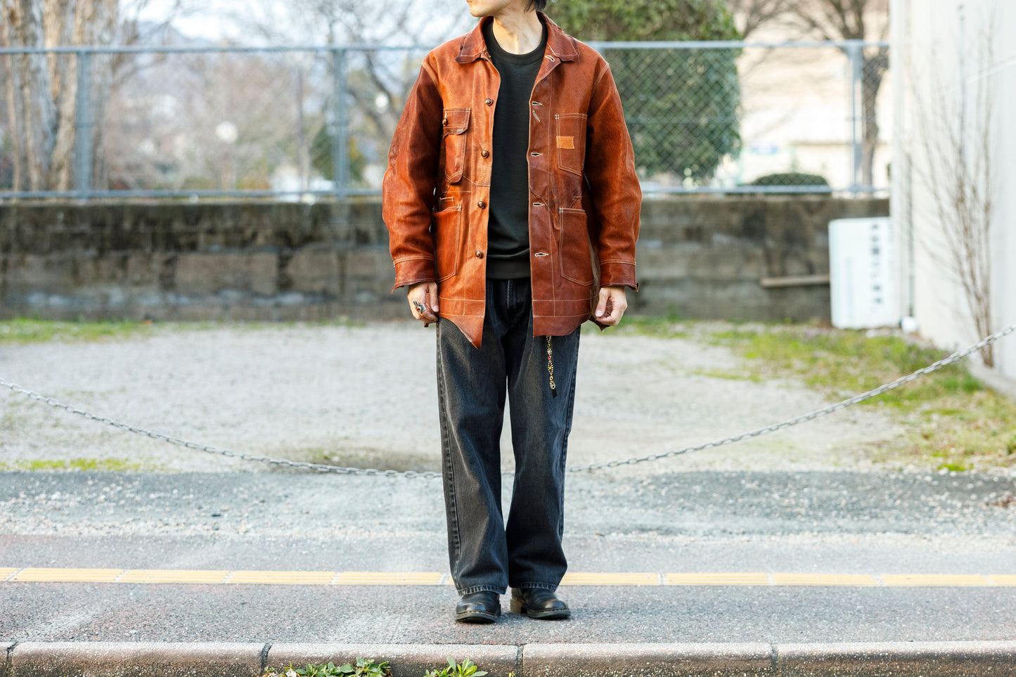 GOODKARMA DEVELOPMENT Leather Chore Coat "HELL'S KITCHEN" ブラウン サイズ2