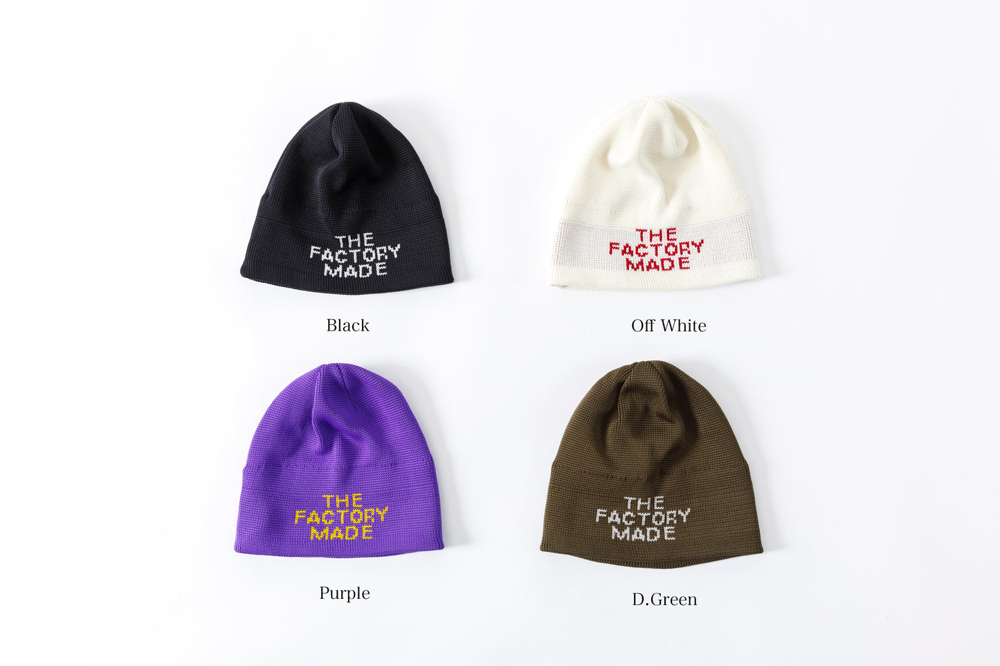 THE FACTORY MADE KNIT ROLL CAP - Black/Purple/Off White/D.Green【FM802】