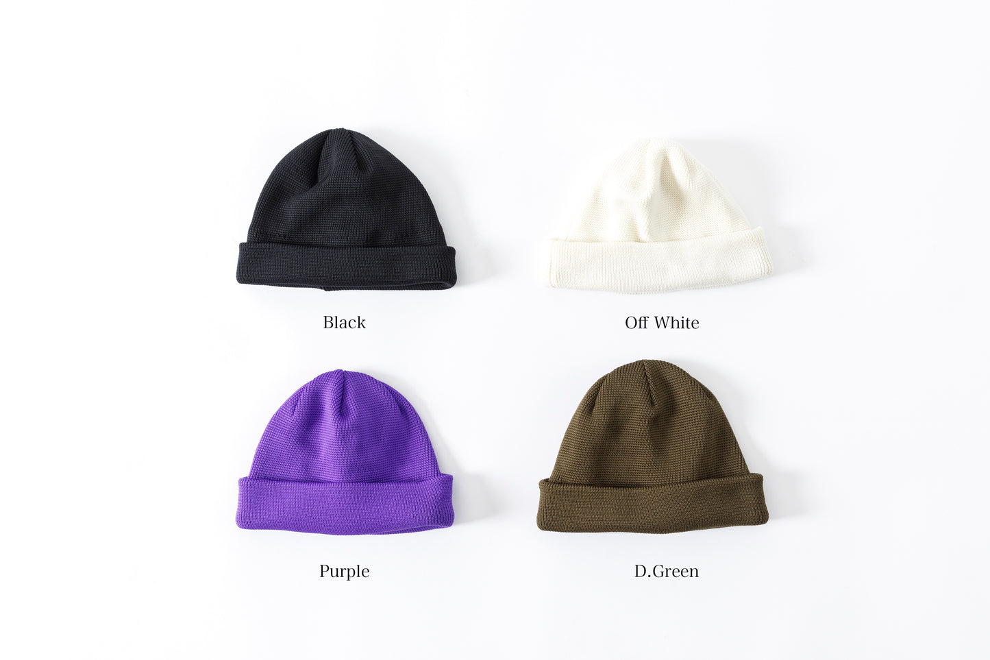 THE FACTORY MADE KNIT ROLL CAP - Black/Purple/Off White/D.Green【FM802】