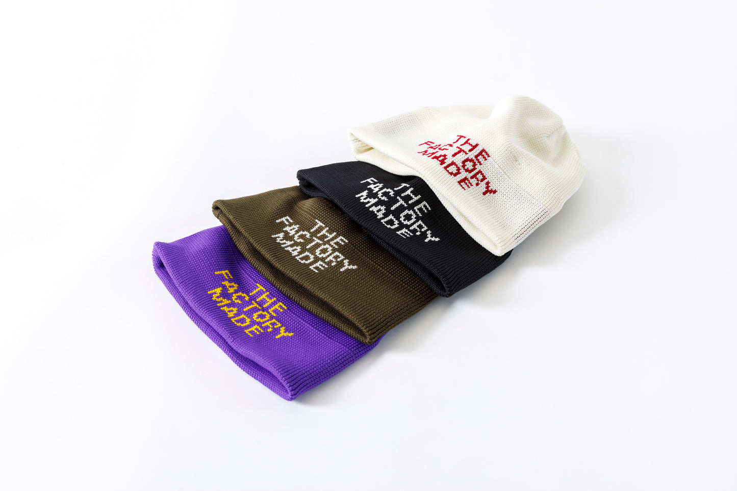 THE FACTORY MADE KNIT ROLL CAP - Black/Purple/Off White/D.Green【FM802】