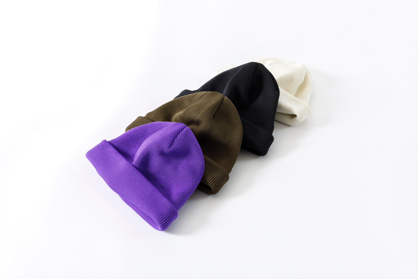 THE FACTORY MADE KNIT ROLL CAP - Black/Purple/Off White/D.Green【FM802】