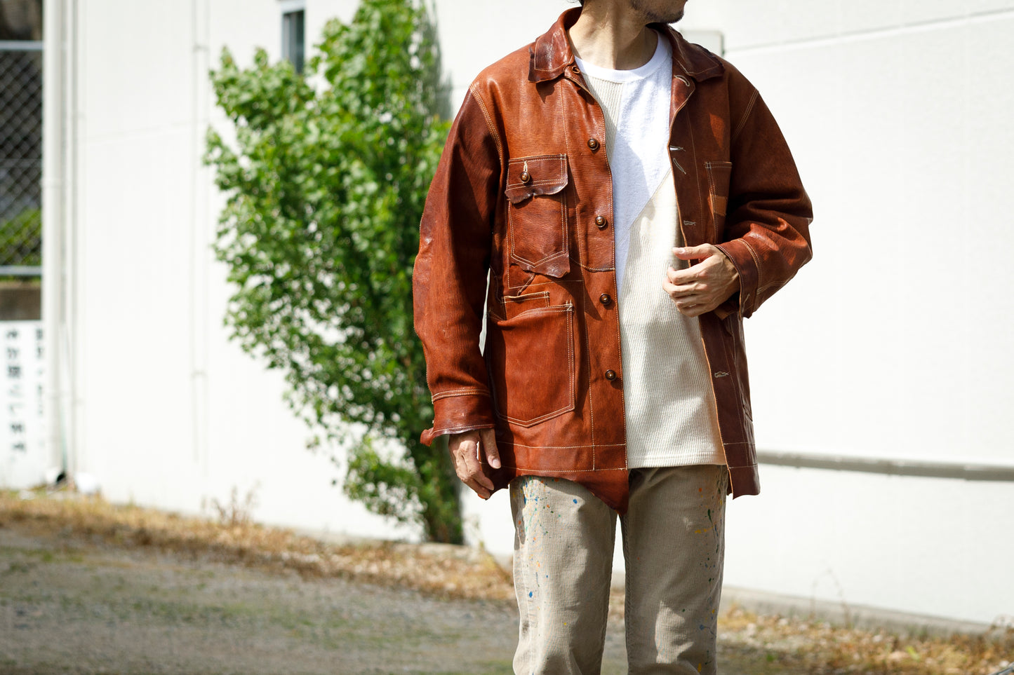 GOODKARMA DEVELOPMENT Leather Chore Coat "HELL'S KITCHEN" ブラウン サイズ2