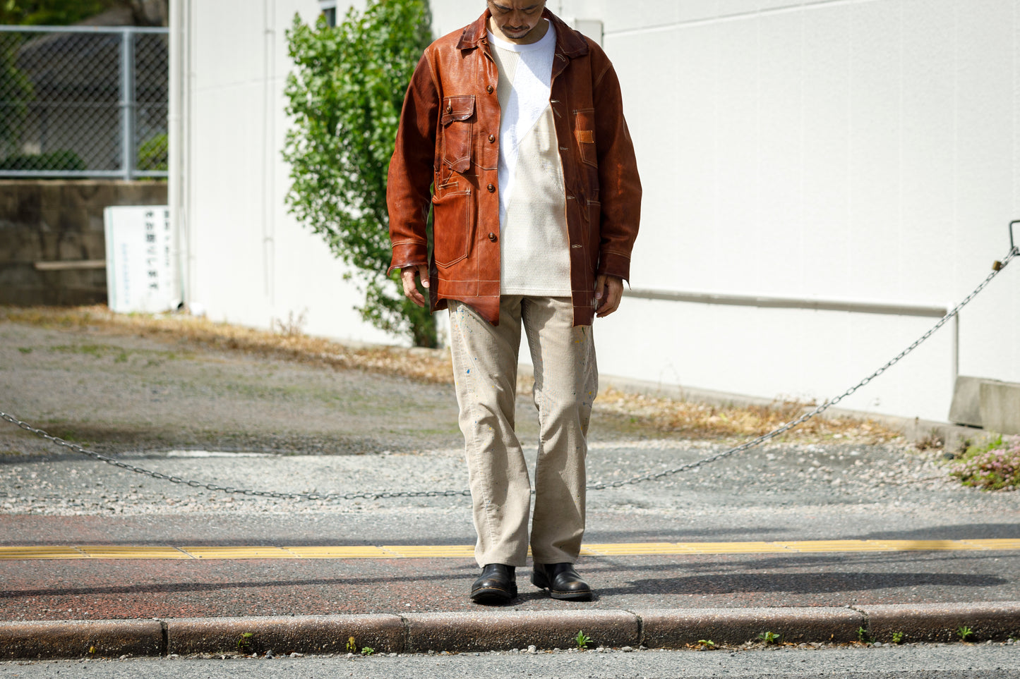 GOODKARMA DEVELOPMENT Leather Chore Coat "HELL'S KITCHEN" ブラウン サイズ2