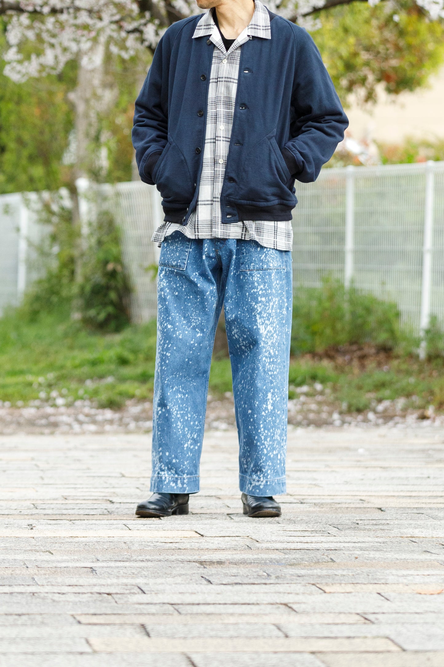 NULABEL / 522-706 GARMENT DYED SWEAT AWARD JACKET - Midnight