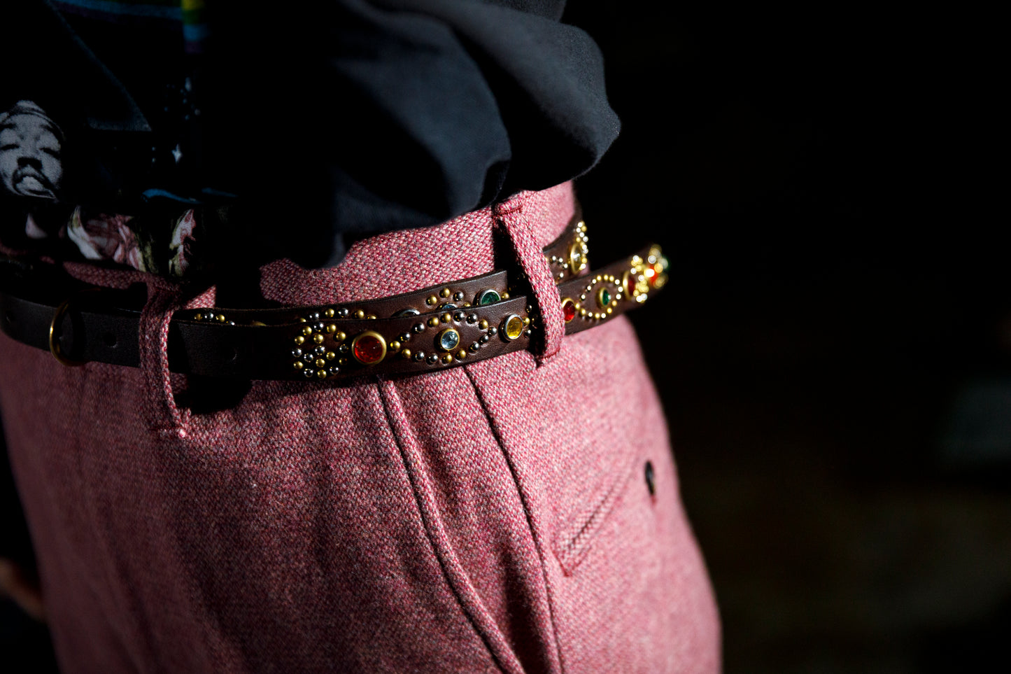 GOODKARMA DEVELOPMENT Narrow Studs Belt "ASHBURY" ブラウン サイズ3(34インチ)