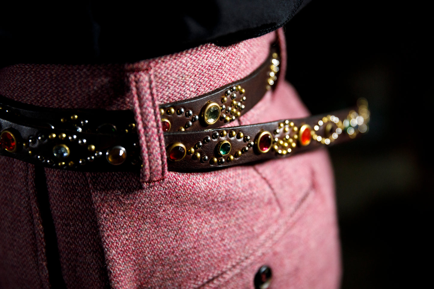GOODKARMA DEVELOPMENT Narrow Studs Belt "ASHBURY" ブラウン サイズ3(34インチ)