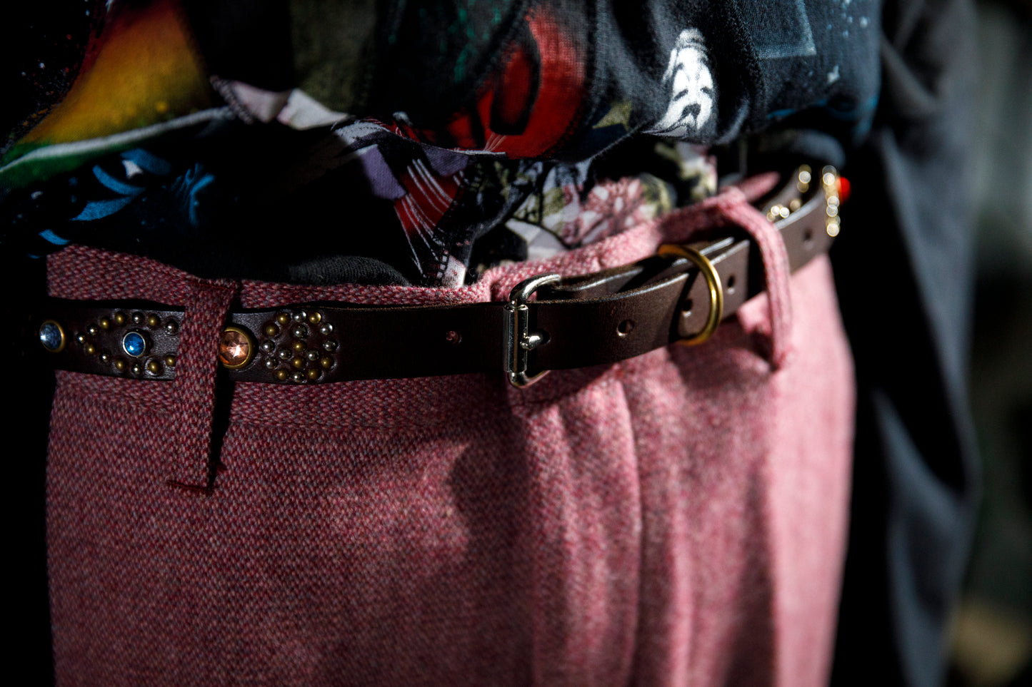 GOODKARMA DEVELOPMENT Narrow Studs Belt "ASHBURY" ブラウン サイズ3(34インチ)