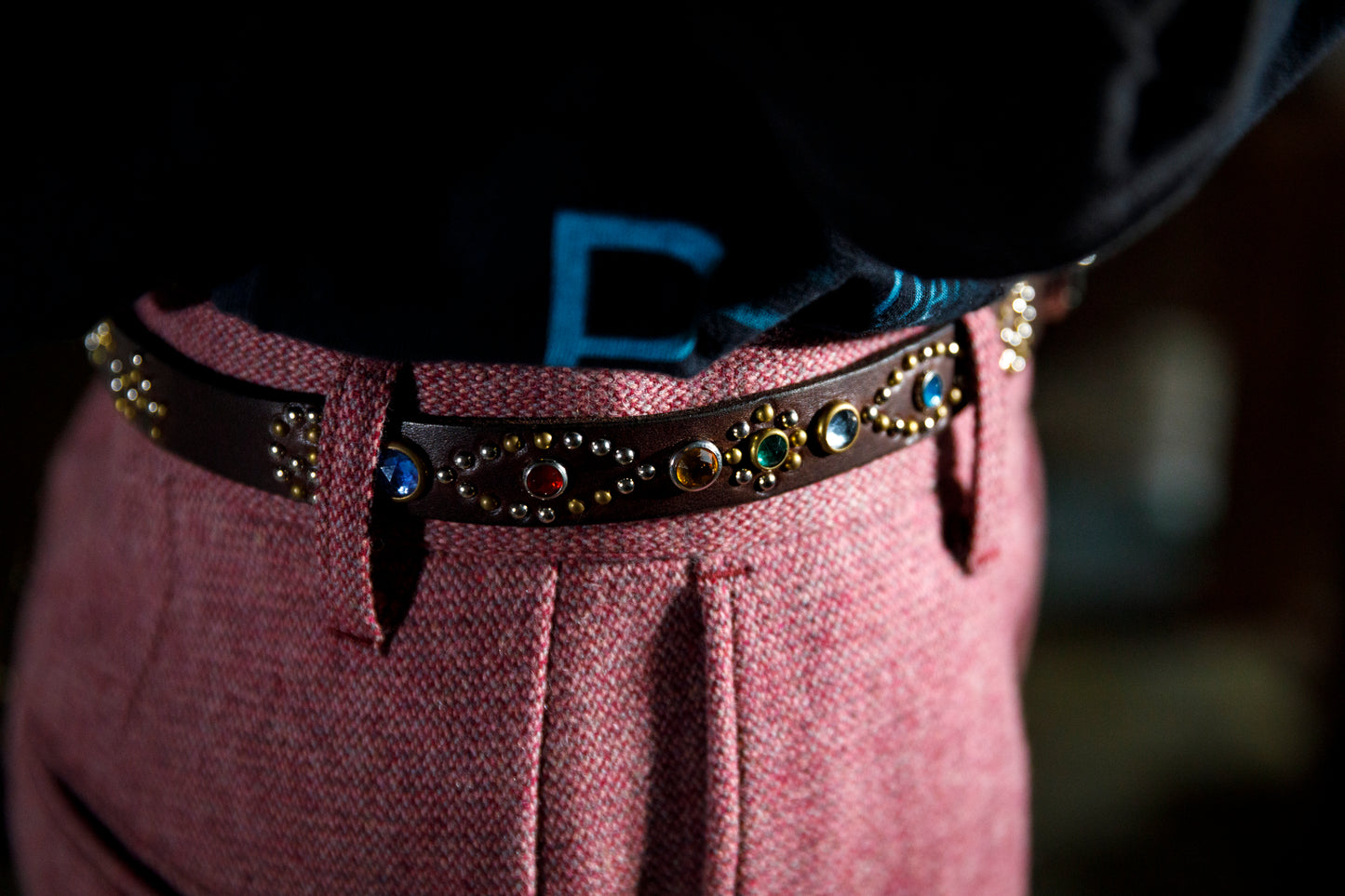 GOODKARMA DEVELOPMENT Narrow Studs Belt "ASHBURY" ブラウン サイズ3(34インチ)