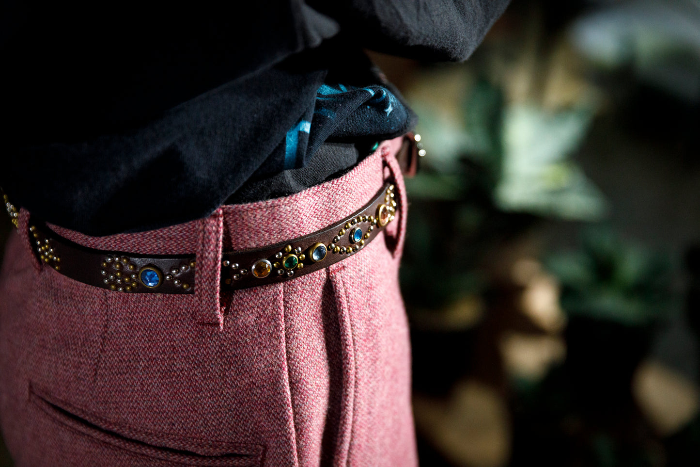 GOODKARMA DEVELOPMENT Narrow Studs Belt "ASHBURY" ブラウン サイズ3(34インチ)