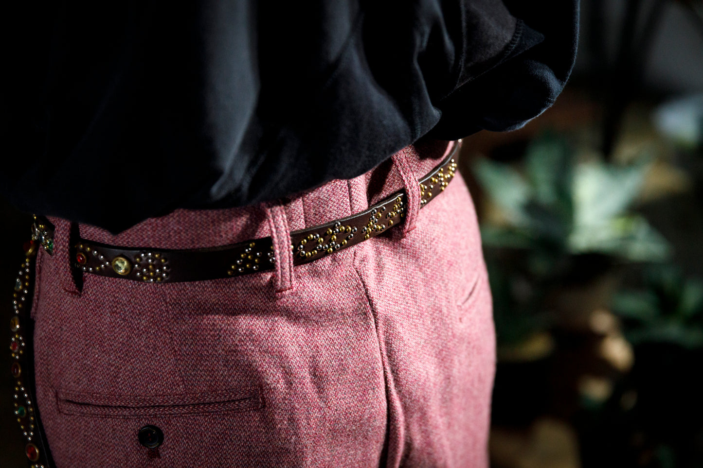 GOODKARMA DEVELOPMENT Narrow Studs Belt "ASHBURY" ブラウン サイズ3(34インチ)
