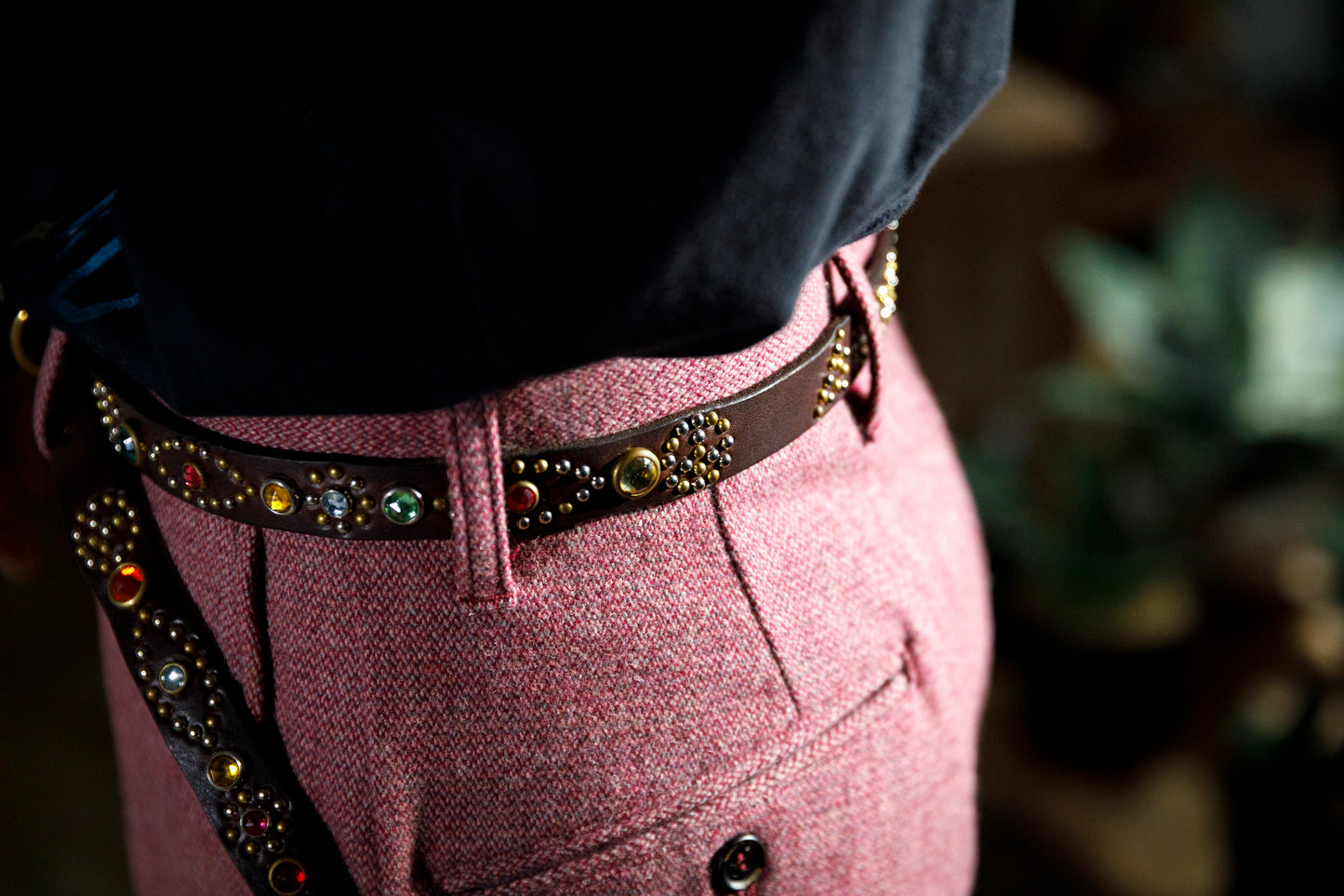 GOODKARMA DEVELOPMENT Narrow Studs Belt "ASHBURY" ブラウン サイズ3(34インチ)