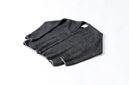 KIMURA narrowing / cardigan_linen wool herringbone - Black