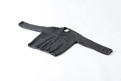 KIMURA narrowing / cardigan_linen wool herringbone - Black