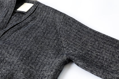 KIMURA narrowing / cardigan_linen wool herringbone - Black