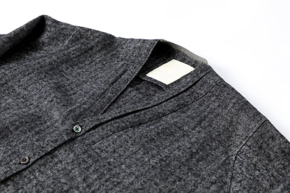 KIMURA narrowing / cardigan_linen wool herringbone - Black