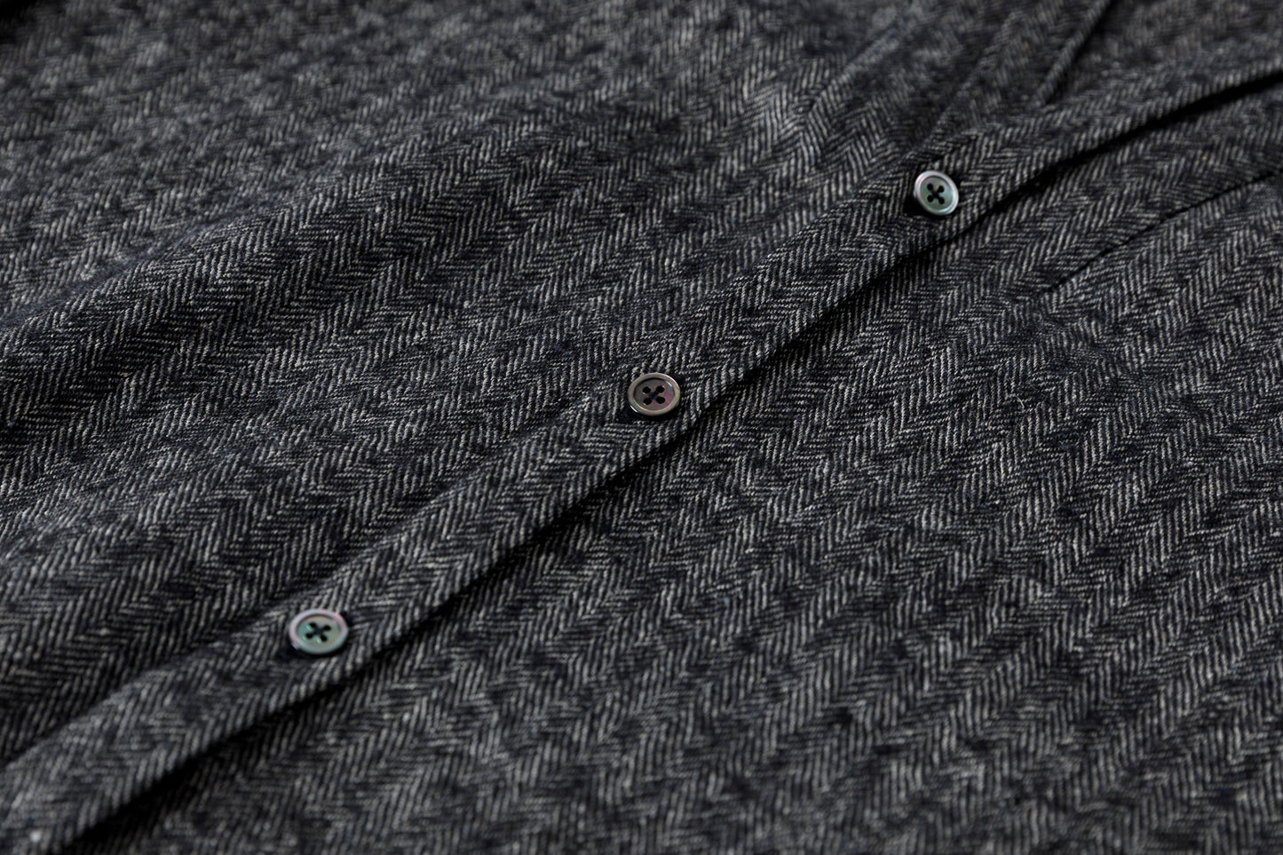 KIMURA narrowing / cardigan_linen wool herringbone - Black