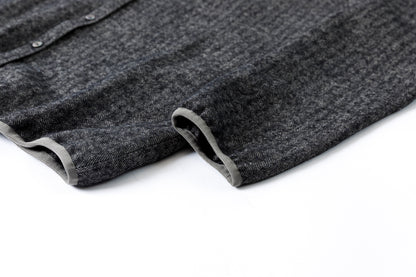 KIMURA narrowing / cardigan_linen wool herringbone - Black