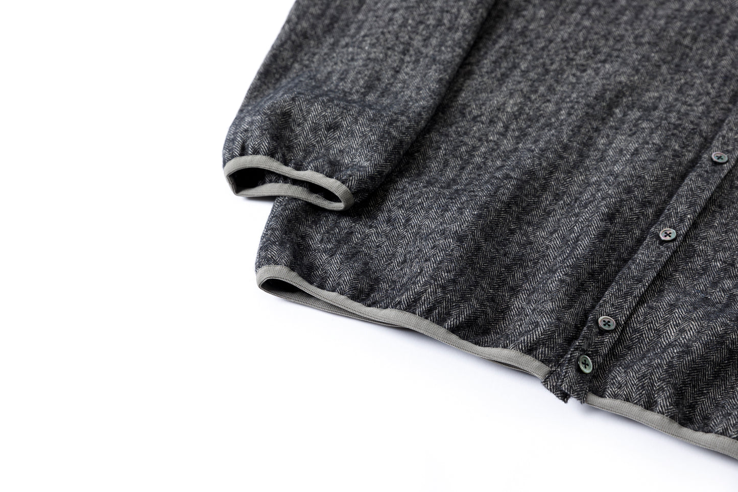 KIMURA narrowing / cardigan_linen wool herringbone - Black