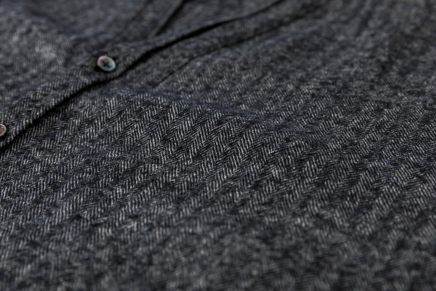 KIMURA narrowing / cardigan_linen wool herringbone - Black