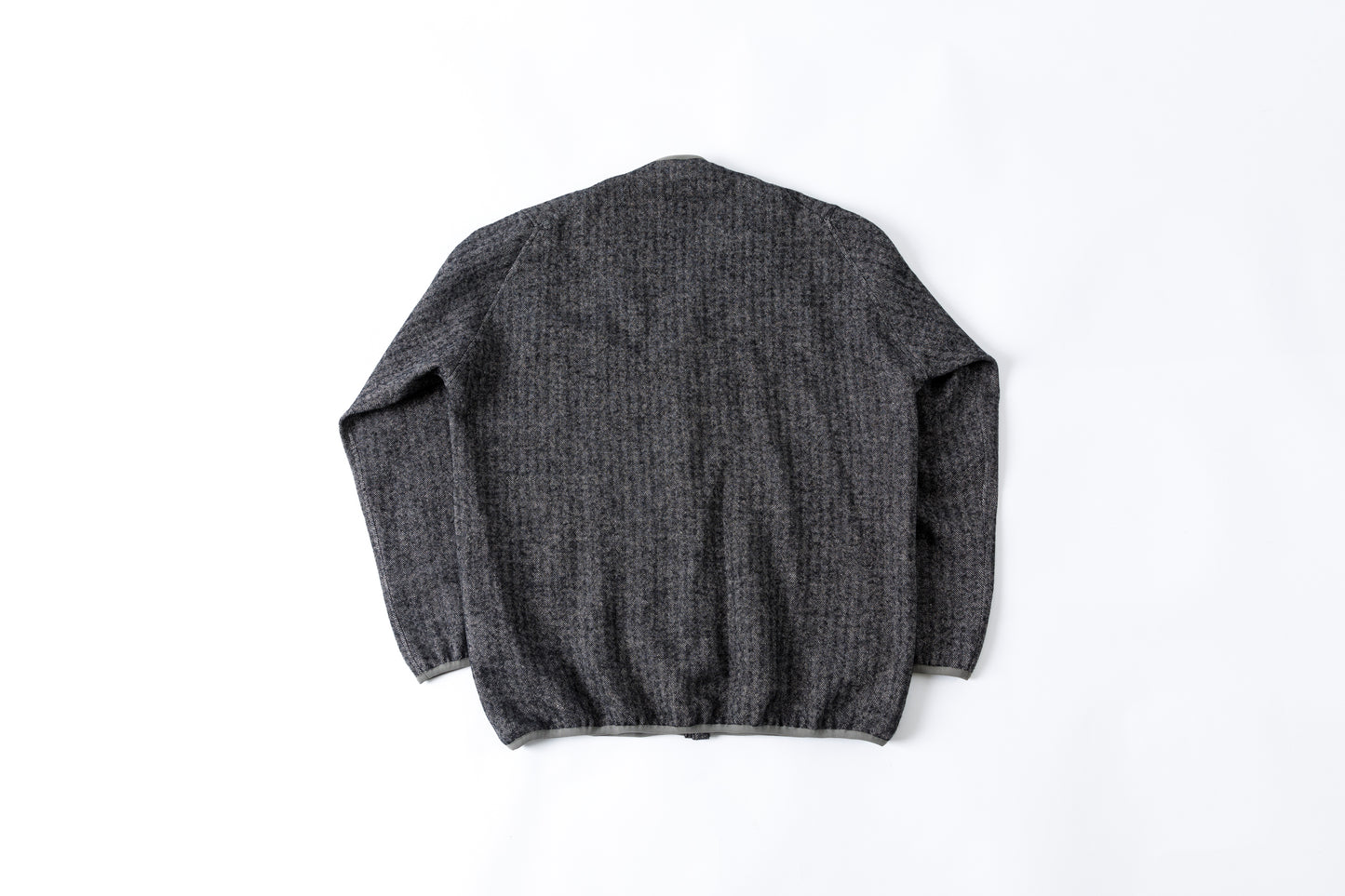 KIMURA narrowing / cardigan_linen wool herringbone - Black