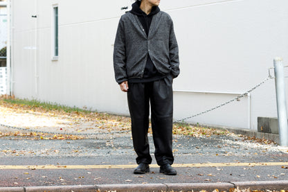 KIMURA narrowing / cardigan_linen wool herringbone - Black