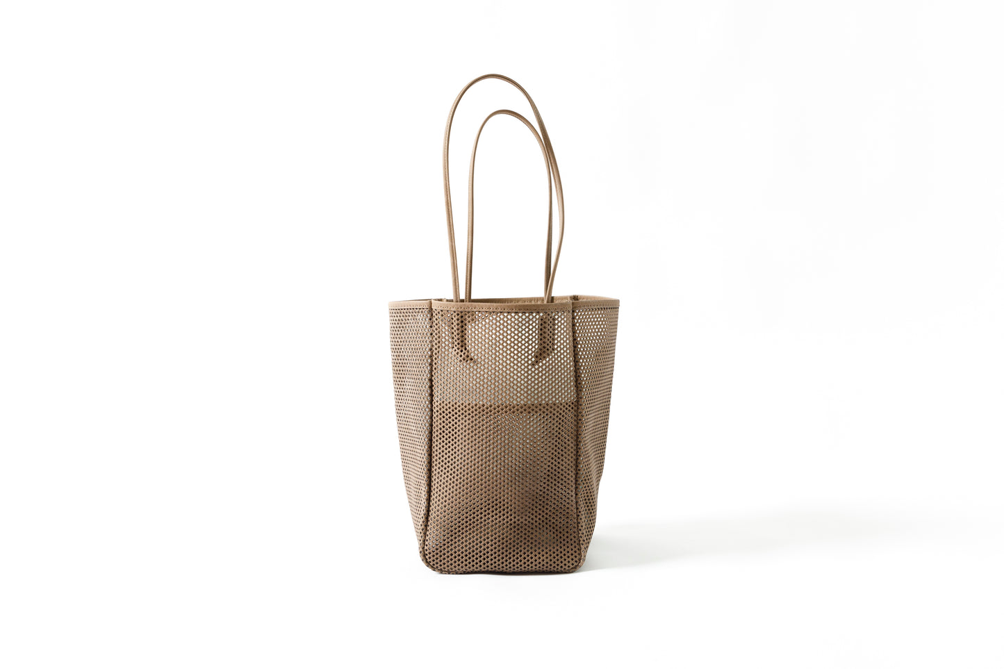 AMIACALVA A191 WASHED LEATHER MESH TOTE (M) - Beige