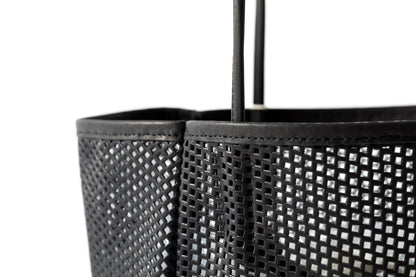 AMIACALVA A191 WASHED LEATHER MESH TOTE (M) - Black