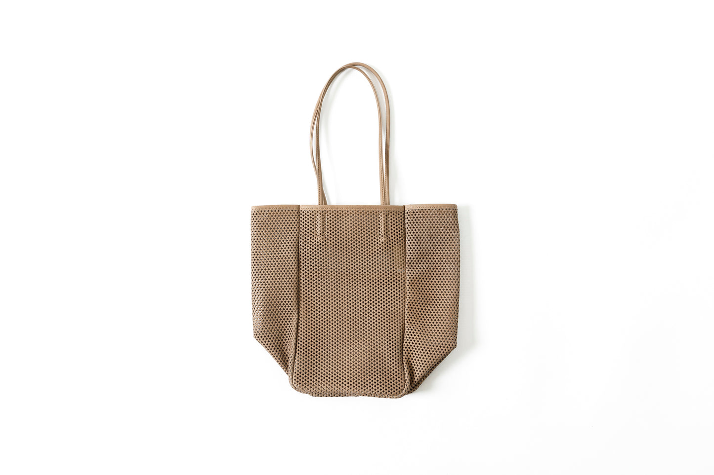 AMIACALVA A191 WASHED LEATHER MESH TOTE (M) - Beige